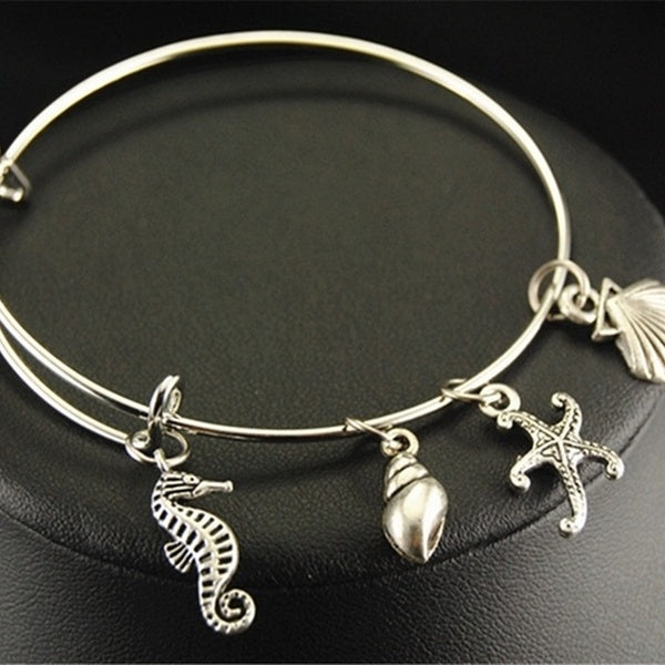 Nouveaux accessoires 1 pièces hippocampe conque étoile de mer la beauté de la mer charme cuivre bijoux Bracelets E156