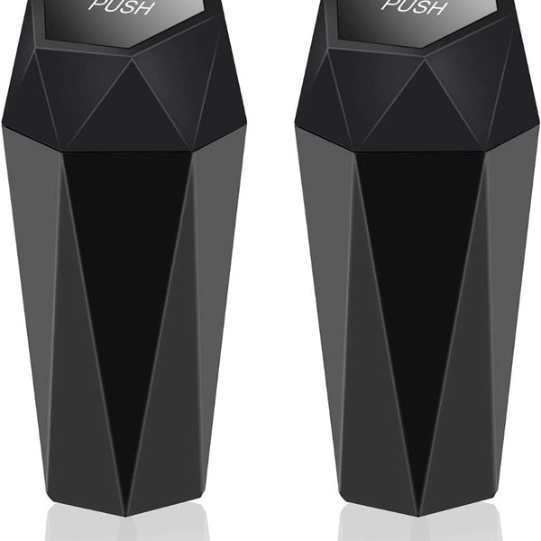 Car Trash Can with Lid New Car Dustbin Diamond Design Leakproof Vehicle Trash Bin Mini Garbage Bin for Automotive Car Home Office Kitchen Bedroom