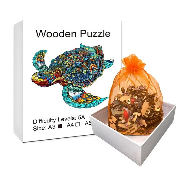 Puzzles en bois pour adultes Puzzle tortue pour enfants avec un beau coffret cadeau Puzzle animal en bois Cadeaux uniques et meilleurs