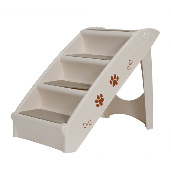 Dog Ladder w- Support Frame Foldable Pet Stairs 4 Non-slip Steps for High Bed