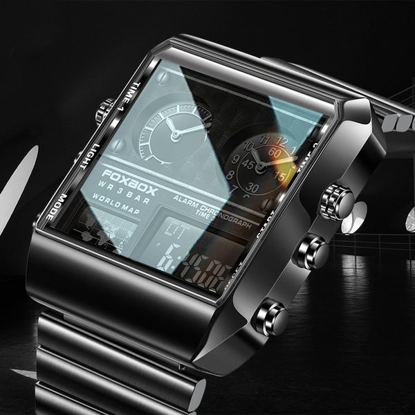LIGE FOXBOX New Creative Analog Watch Men Electronic Quartz Digital Clock Fashion Dual Display Watches For Men Relogio Masculino for 2022