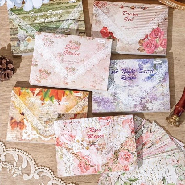 100Pcs-Pack Vintage Material Paper Literature Journal DIY Decorative Backing Paper Scrapbooking Supplies