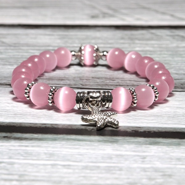 Nouvelle Arrivée Femmes Opale Bracelet Pierre Naturelle Belle 5 Couleurs Lisse Charme Braslet Mignon Étoile De Mer Pendentif Braclet Bijoux Cadeau