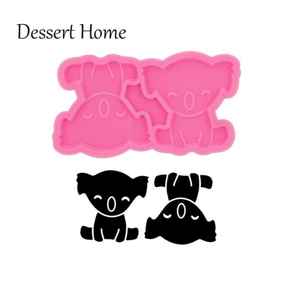 DY1634 Shiny Koala Silicone Resin Badge Reel Molds DIY Casting Epoxy Phone Grip Moulds, Polymer Clay Chocolate Fondant Cake Mold