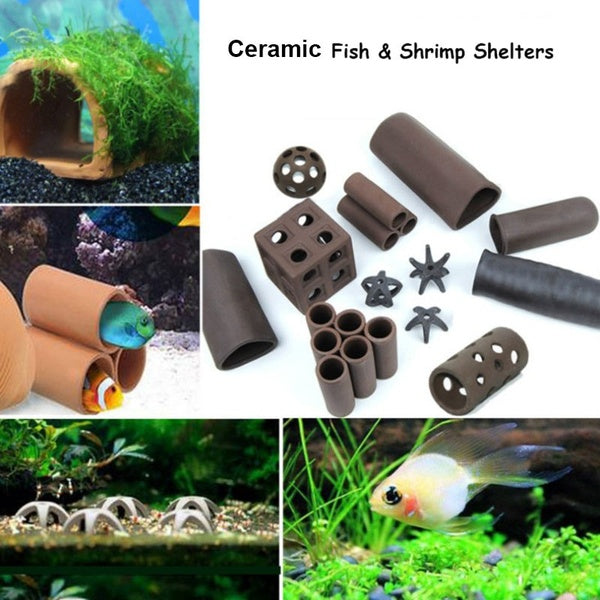 Pet Fish Tank Decorations Shrimp Aquarium Ceramics Ornament Landscape Purple Sand Pottery Hide House Breed Place Driftwood
