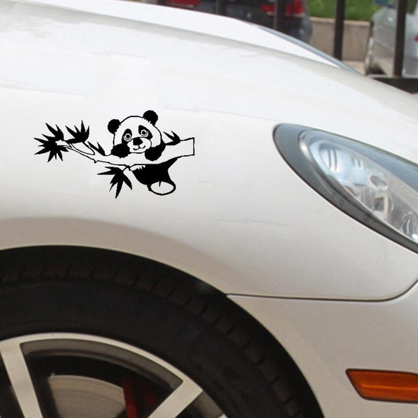16cm*9cm Interesting Panda Who Is Eating Bamboo With Relish Vinyl Car Decal Delicate Window Sticker