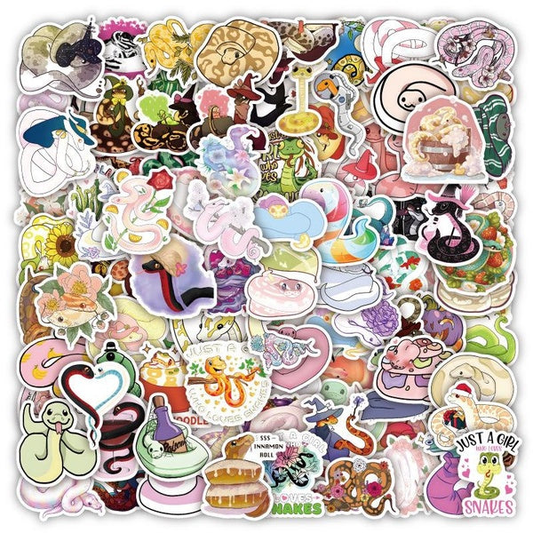 10-50Pcs Cute Cartoon Snake Stickers Serpentiformes Graffiti Stickers for DIY Luggage Laptop Skateboard Motorcycle Bicycle Stickers