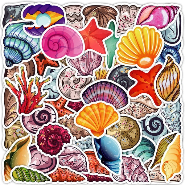 10-50pcs Ocean shell stickers starfish Graffiti Stickers for DIY Luggage Laptop Skateboard Motorcycle Stickers