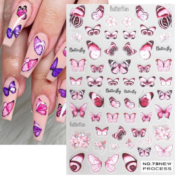 Butterfly Nail Sticker Color Simple Spring Flower DIY Nails for stickers Nail Art Watermark Manicure Decor