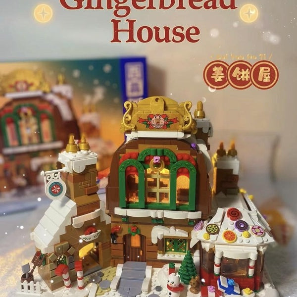 1481pcs mini Blocks Kids Building Toys DIY Bricks Girls Boys Puzzle Christmas Gingerbread House Holiday Gift Home Decor with Lighting DZ6025