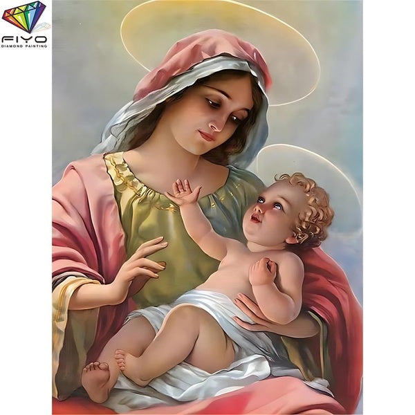 FIYO Women and Children DIY 5D Diamond Painting Full Drill with Number Kits Home and Kitchen Fashion Mosaic Diamond Painting Canvas Wall Decoration G