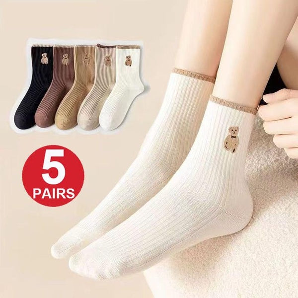 Women Casual Socks Lot Ladies Cute Funny Bear In The Tube Spring Socks