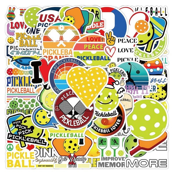 10-50Pcs Pickleball Stickers Pickleball Sport Graffiti Stickers for DIY Luggage Laptop Skateboard Motorcycle Bicycle Stickers