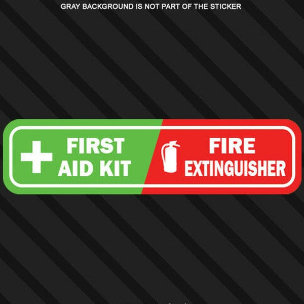 First Aid - Fire Extinguisher vehicle emergency sticker decal caution safety kit