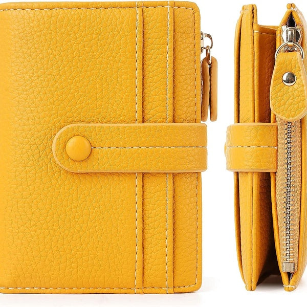 Petit portefeuille pour femmes, portefeuilles à deux volets avec blocage RFID, porte-monnaie en cuir à fermeture éclair, porte-cartes de crédit avec