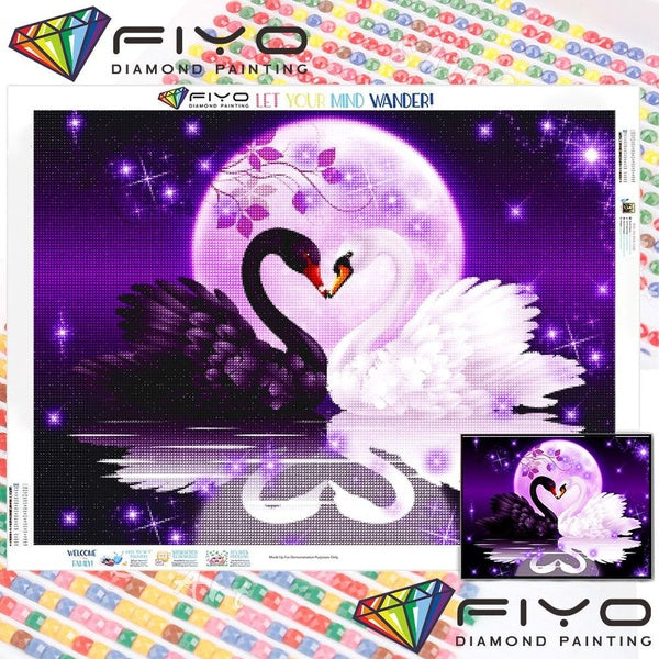 Moon Swan DIY 5D Diamond Painting Full Drill with Number Kits Home and Kitchen Fashion Canvas Pictures Wall Decoration Gifts Arts and Crafts for Adul
