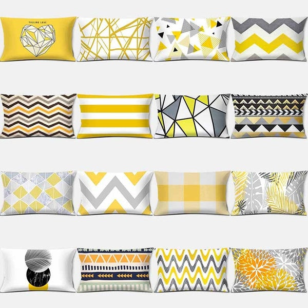 Yellow love geometric rectangular pillowcase home decoration car sofa cushion cover（30cm*50cm）