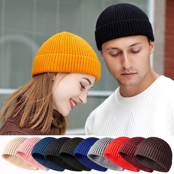 Warm Knitted Baggy Melon Cap Kitting Brimless Bonnet Hat Hip Hop Skullcap Street Fisherman Beanies Cuff Docker Earflap Hat