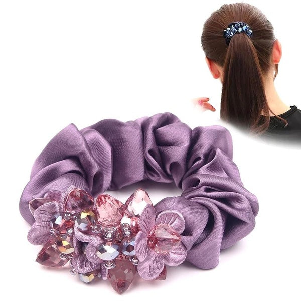 Silk Hair Ties Adult Headwear Exquisite Cloth Hair Ties With Crystal Beads Fashion Hair Accessories For Women Matron Inn