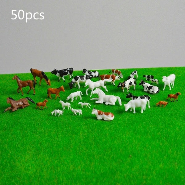 1:87-1:150 Ho N Scale Model Painted Black and White Farm Animals Cow and Horse Mixed Set Accessories Matron Inn