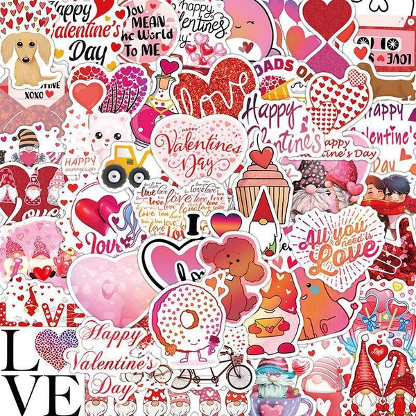10-51pcs Cartoon I Love You Valentine's Day Stickers Love graffiti Stickers for DIY Luggage Laptop Skateboard Motorcycle Bicycle Stickers