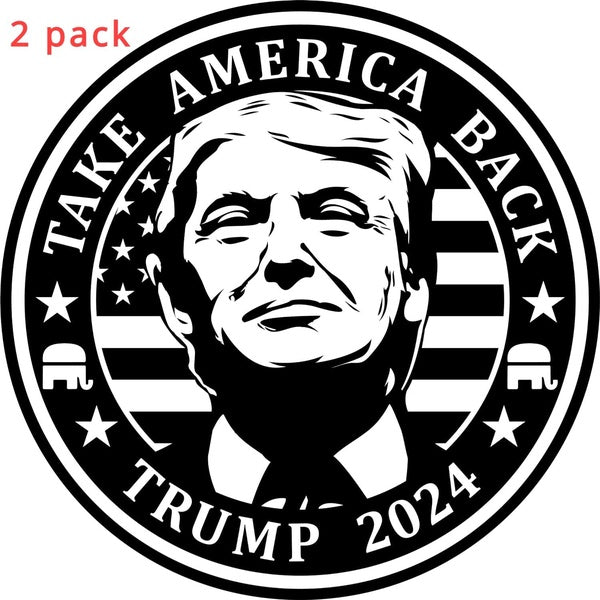 2-Pack Die-cut Take Back America Trump 2024 Sticker Decal Vinyl Trump Stickers 2024 for Car Truck Window Bumper Laptop Tablet Cup Tumbler Water Bottl