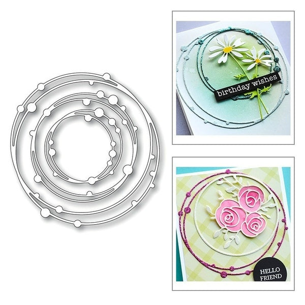 DIY 3D Spotty Line Circle Nesting Frame Metal Cutting Dies for DIY Scrapbooking Album Paper Card Making Decor Crafts Supplies