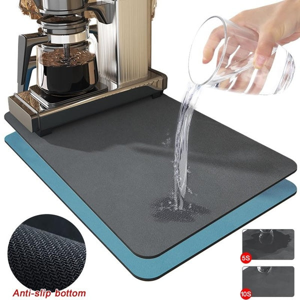 Coffee Mat Hide Stain Rubber Mat Absorbent Dish Drying Drain Mat for Kitchen Counter-Coffee Bar Accessories Fit Under Coffee Maker Coffee Machine Cof