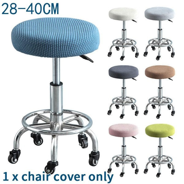 Removable Round Chair Cover Bar Stool Cover Polar Fleece Stool Slipcover Seat Cushion Protector Solid Color