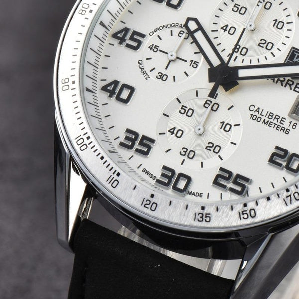 Montre-bracelet en cuir pour hommes, classique, Business, de luxe, marque de mode, à Quartz, chronographe