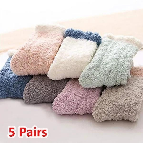 5 Pairs Warm Fleece Socks Women's Winter Soft Fluffy Bed Socks Thicken Coral Velvet Fleece Socks