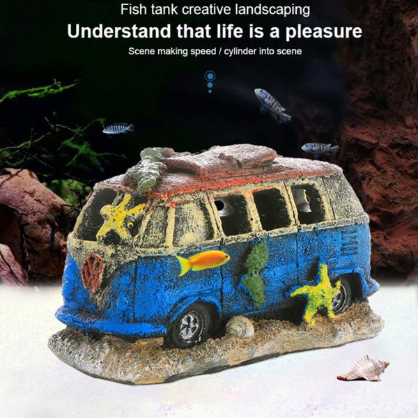 Resin Wreck Car Ornament Fish Shrimp Hiding Cave Shelter Fish Tank Landscaping Decoration Accessories Aquarium Decor