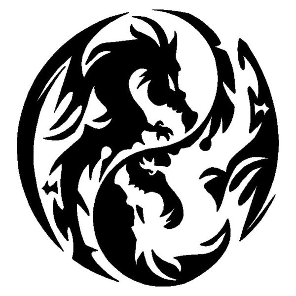 13.4*14.2CM Exquisite Dragon Yin Yang Design Decorative Vinyl Car Stickers Decal Car Styling Black-Silver C9-1296