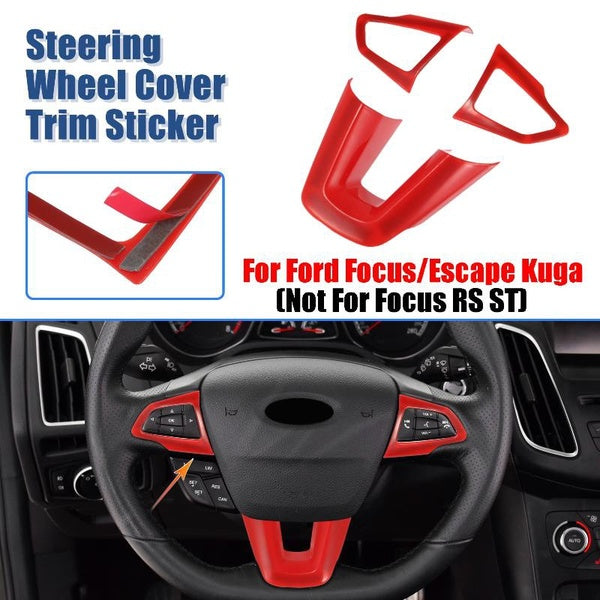3PCS ABS Plastic Interior Steering Wheel Cover Trim for Ford Focus 2015-2018 Inner Decoration Auto Accessories