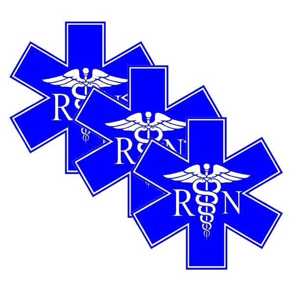3X Star of Life RN Caduceus Symbol Vinyl Decal Sticker Medical EMT Medical Nurse