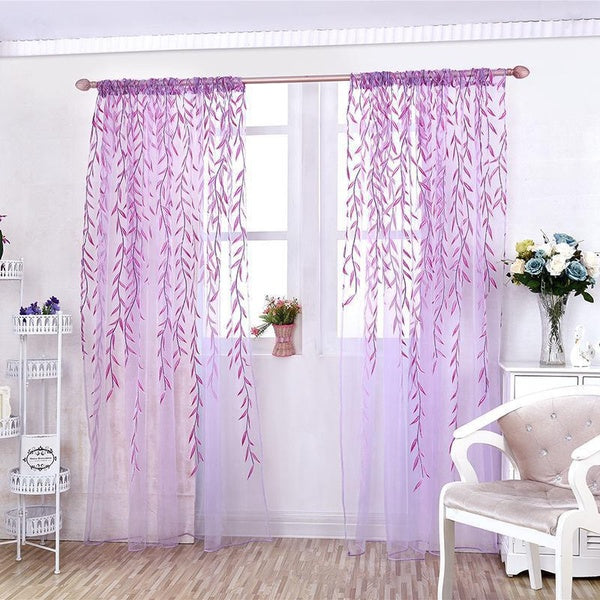 1Pc Voile Solid Sheer Window Curtains For Living Room Bedroom Window Screening Panel Tulle Curtains