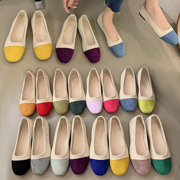 Women Flats Slip on Shoes Ballet Flats For Women Summer Canvas Shoes Casual Round Toe Flat Shoes Sandals
