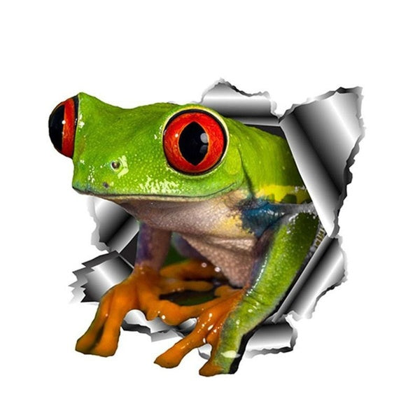 2Pcs 13cm x 12.3cm 3D Frog Car Stickers Torn Metal Car Hood Decal Sticker Funny Animal Car Styling Accessories