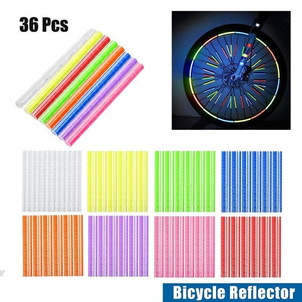 X AUTOHAUX 36 Pièces Réflecteur de Rayon de Vélo Clip Tube Bande d'Avertissement Accessoires de Vélo Réflecteurs de Jante de Moto Décoration Version