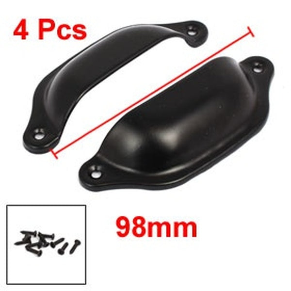 Meuble Armoire Tiroir Shell Forme Boutons Tirer Poignées Noir 98mm Longueur 4PCS