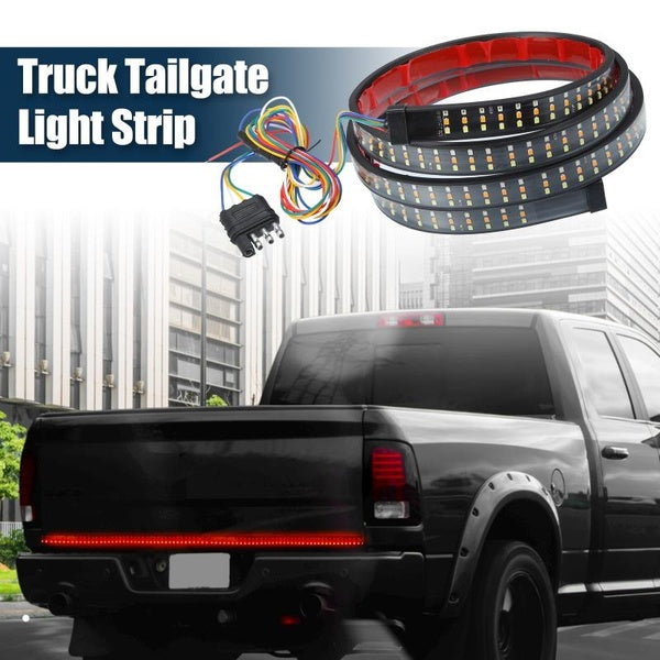 X AUTOHAUX Universal Truck Pickup Tailgate Light Strip 150cm - 59.06" Triple Row 432 LED Strip 2835SMD LED Chips with Red White Yellow Signals Lights