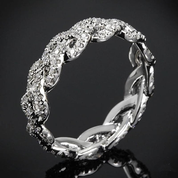 Fashion Infinity Twist Pave Setting Moissanite Ladies Rings Daily Casual Accessories Matron Inn