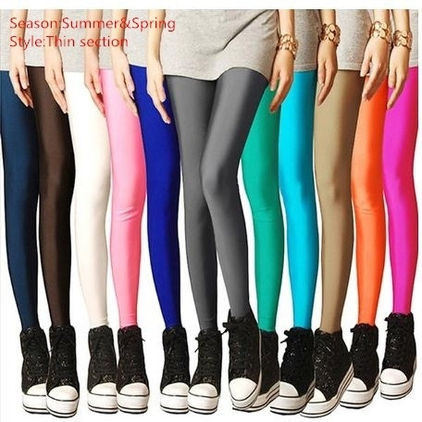 Printemps Section Mince Taille Plus Pantalon Stretch Pieds Leggings Skiny Noir Femme Multicolore