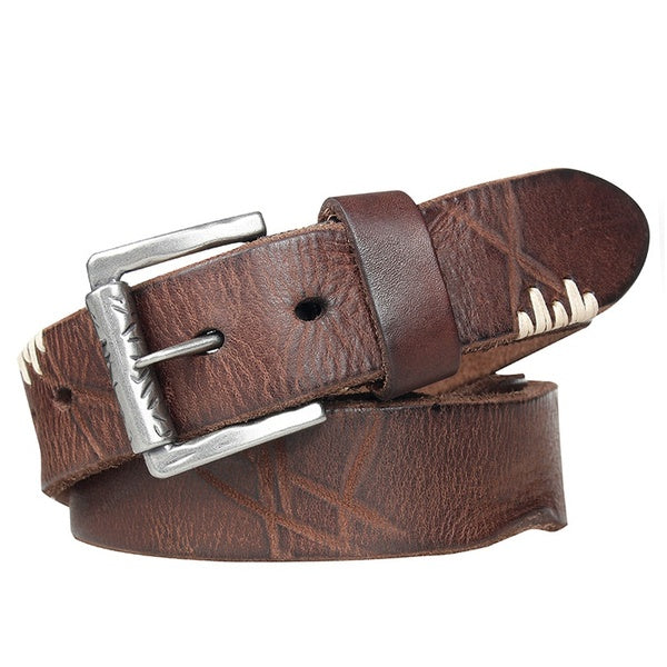 Vintage Cow Genuine Leather Belts for Men Jeans Pin Buckle Retro Mens Male Cowboy Belt ceinture homme
