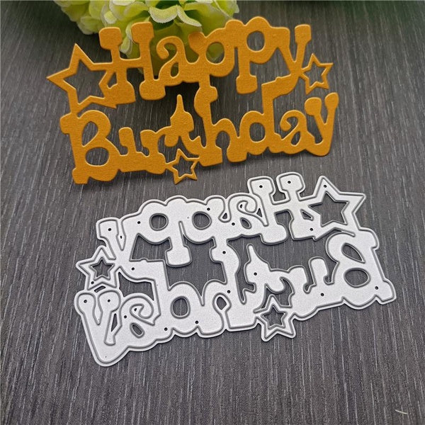 Happy Birthday Words Metal Cutting Dies Hands Cut Die Mold Decoration Scrapbook Paper Embossing Folder Photo Album Decorative Craft