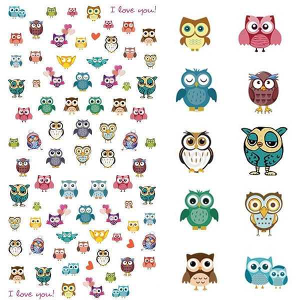 Owl Nail Art Water Transfer Decal Sticker Nail Art Tattoo Cartoon