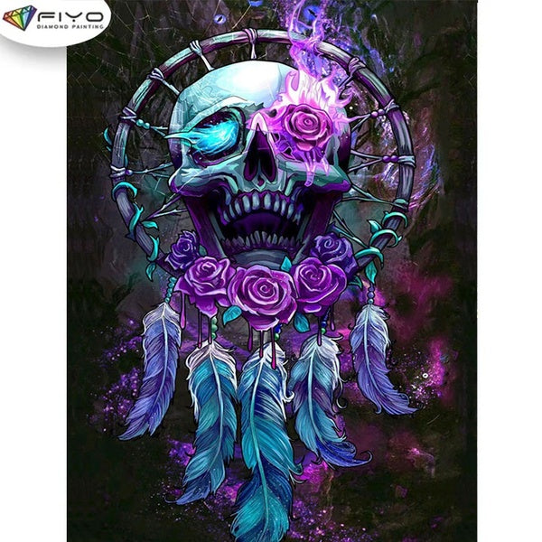 Skeleton DIY 5D Diamond Painting Full Drill with Number Kits Home and Kitchen Fashion Mosaic Diamond Painting Canvas Wall Decoration Gift Crafts for