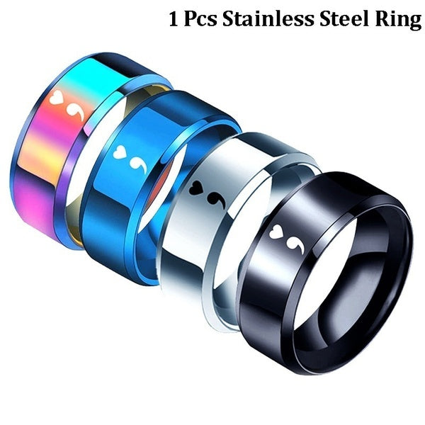 Fashion New Jewelry Charm Semicolon Ring Health Gift Ring Stainless Steel Ring for Couples