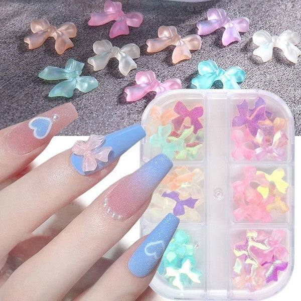 36Pcs Aurora 3D Resin Bow-Knot Nail Art Decoration Nail Accessories Manicure Tool