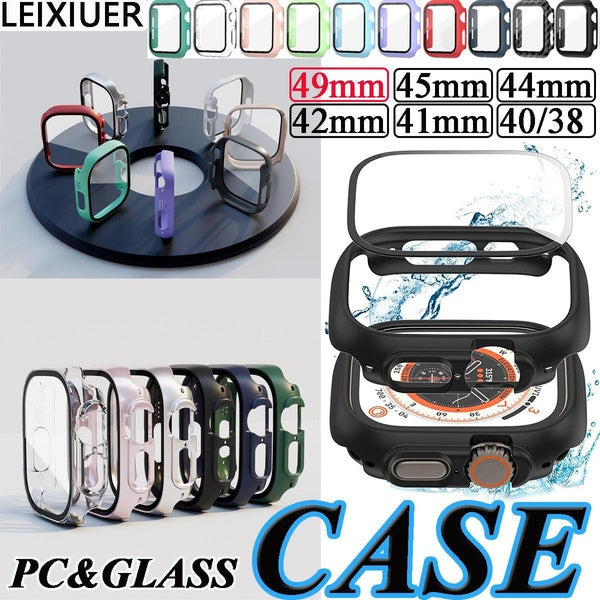 LEIXIUER Hard Case for Apple Watch Ultra 8 7 49mm 41mm 45mm 40mm 44mm 42mm 38mm Tempered Glass with PC Cover Frame Matte Screen Protector Full Bumper